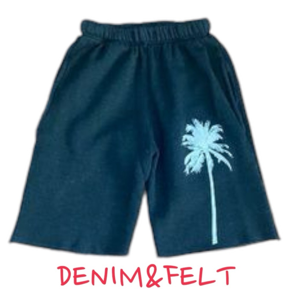 Californian Vintage Boys Black Sweat Shorts Palm Tree Pockets Size 8 RR027-8